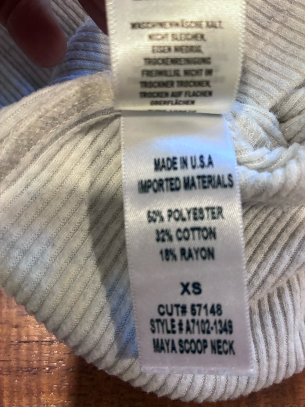 Agolde Like New Women's Maya Scoop Neck Rib Long Sleeve Oatmeal XS - Picture 7 of 7